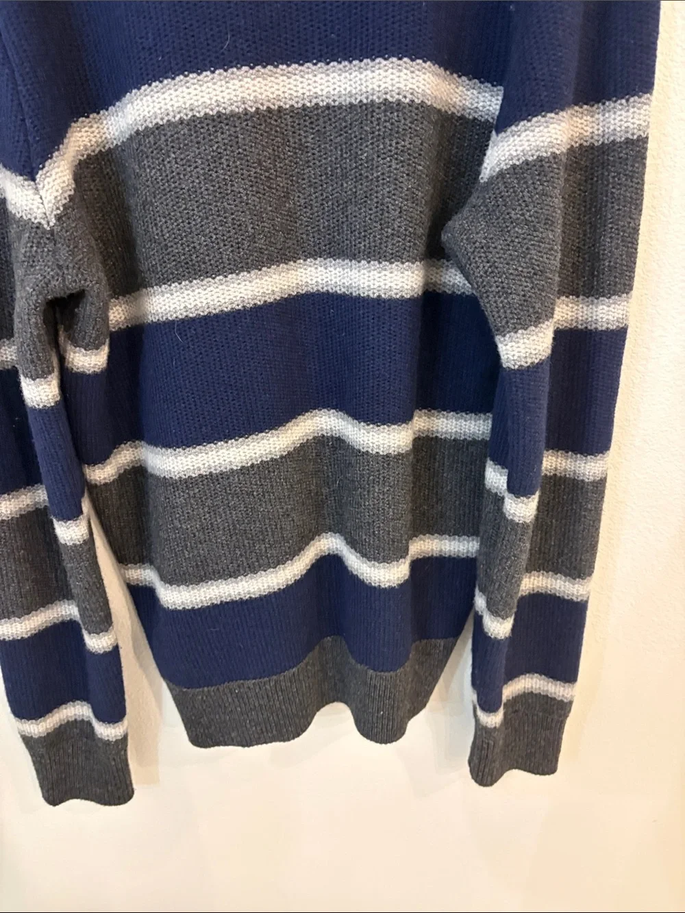 Banana Republic Luxury Italian Yarn Shawl Neck Striped Knit Sweater XL TALL